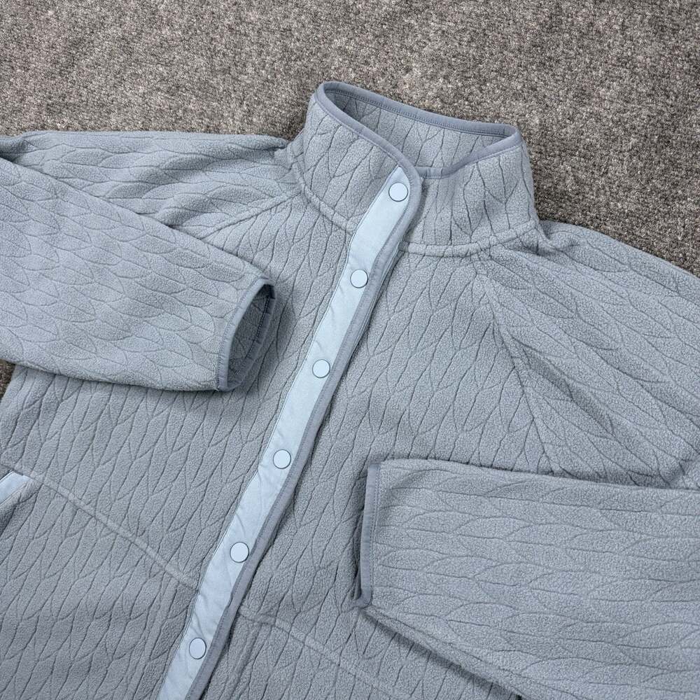 Vineyard Vines Women’s Fleece Snap Front Jacket Large Blue Textured